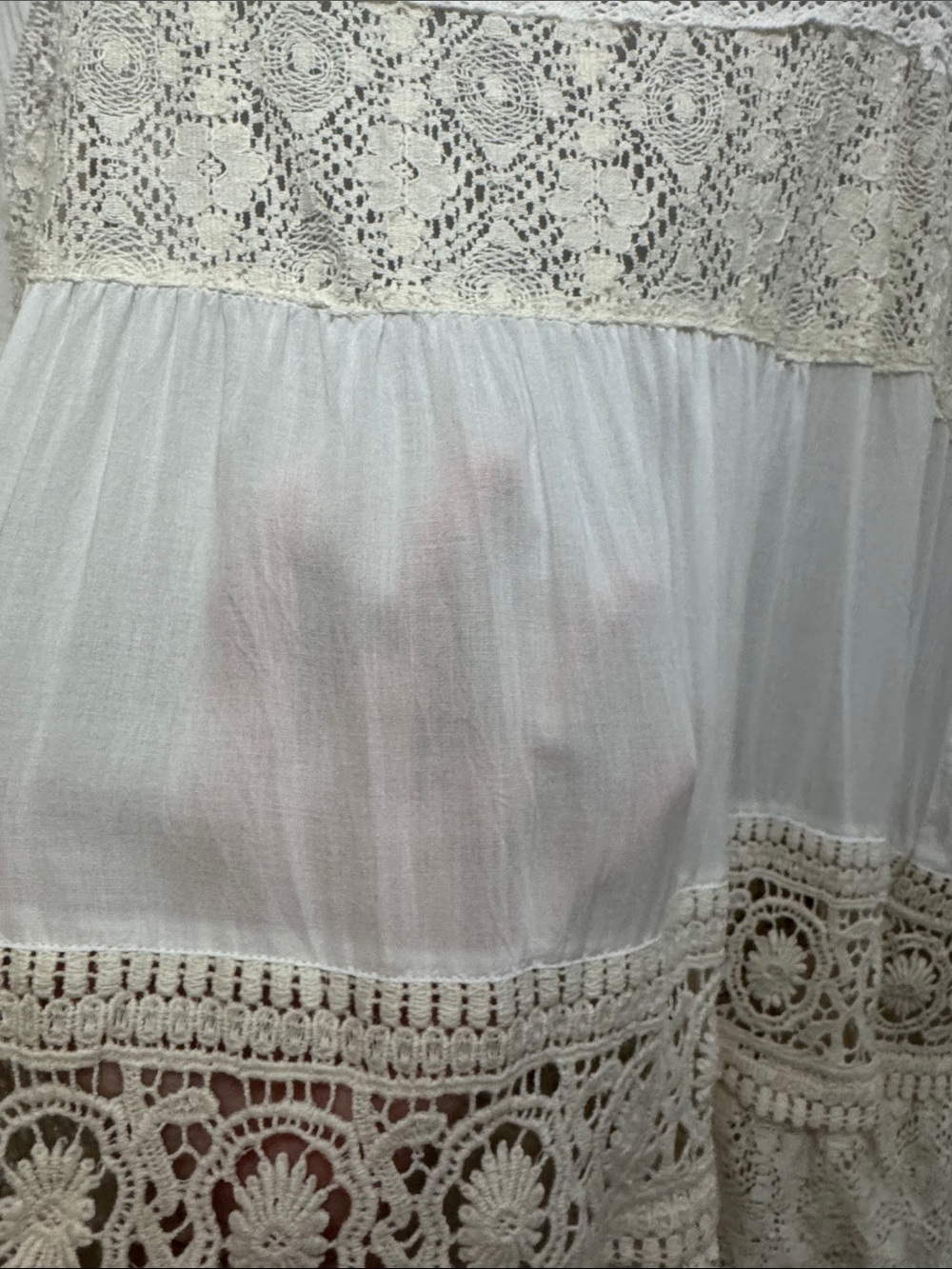 Ivory Crochet Lace Boho Tunic L - Picture 10 of 13